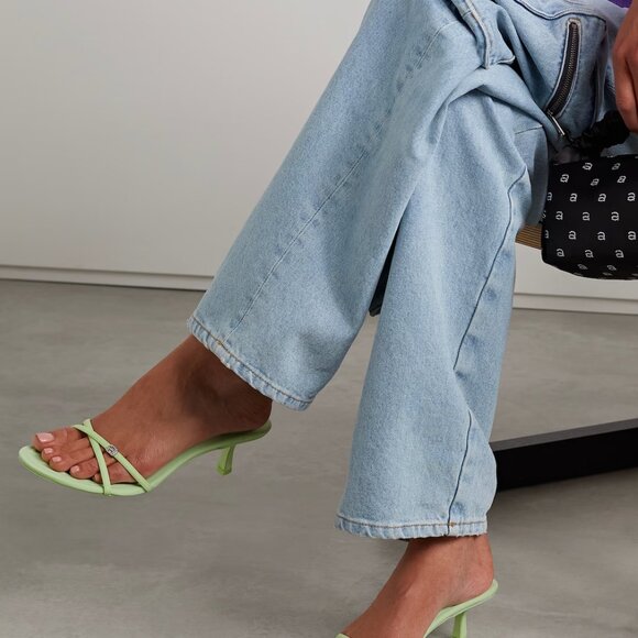 Alexanderwang Dahlia crystal-embellished leather mules - 38/38.5 - NEW - LIME - Picture 4 of 5